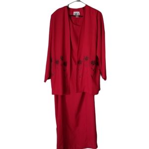 Dani An Red Sheath Dress & cover jacket sz 3X